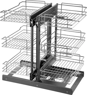 Immagine prodotto di Organizer estraibile a 3 ripiani per angoli ciechi Cestello cromato per mobili da cucina