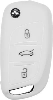 Produktbild von Auto Schlüssel Hülle Silikon Schutz Cover Weiß kompatibel mit Citroen Berlingo C4 DS3 DS4 DS5 DS6 3 Tasten Klappschlüssel