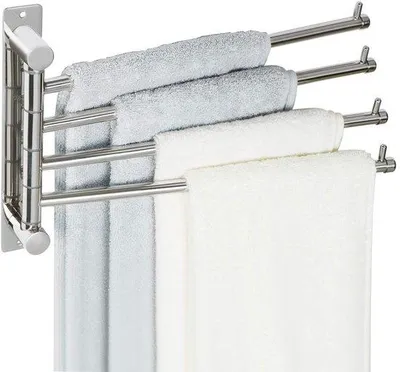 Image de Porte-serviettes pour perches de nettoyage avec rotation à 180°, 35 cm, acier 304, antidérapant, chromé