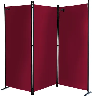 Produktbild von 3-teiliger Paravent 170 x 165 cm Stoff Raumteiler Balkon Sichtschutz klappbar rubinrot