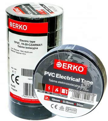 Image de ERKO TPVC Ruban Isolant Noir 19mm 20m 105°C