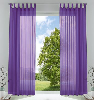 2er-Pack Gardinen Transparent Vorhang Set Wohnzimmer Voile Schlaufenschal mit Bleibandabschluß HxB  245x140 cm Lila 61000CN