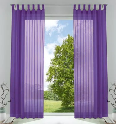 Produktbild von 2er-Pack Gardinen Transparent Vorhang Set Wohnzimmer Voile Schlaufenschal mit Bleibandabschluß HxB  225x140 cm Lila 61000CN