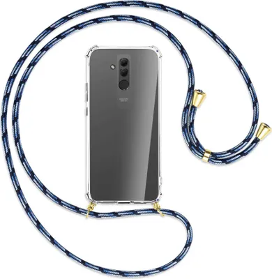 Produktbild von Handykette Backcover-Schutzhülle mit Band (Metall goldfarben) für Huawei Mate 20 lite - Blautöne