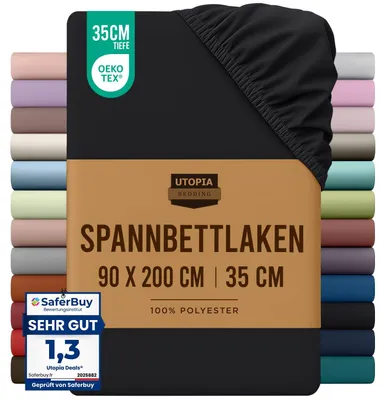 Productafbeelding van Utopia Beddengoed - Spannenlaken 90x200 cm - Zwart