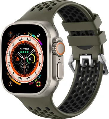 Produktbild von Strap-it Apple Watch Sport Schnallenarmband (Armeegrün/Schwarz)