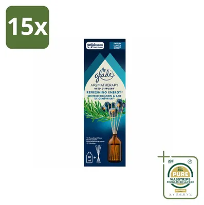 Obrázok produktu pre 15 kusov vonných tyčiniek Glade Aromatherapy s vôňou "Osviežujúca energia" - 80 ml - balenie
