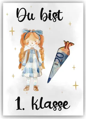 Produktbild von Mädchen Einschulung Geldgeschenk Zuckertüte Schulanfang Geschenk Schulstart – DIN A4 (21x29.7cm)