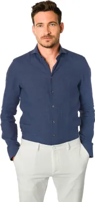 Produktbild von John Miller Tailored Fit Business-Hemd dunkelblau Leinen
