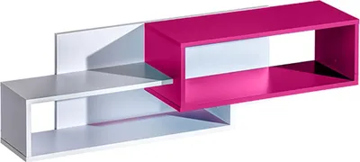 Produktbild von Kinderzimmer - Hängeregal / Wandregal Frank 11, Farbe: Weiß / Rosa - 34 x 120 x 26 cm (H x B x T)