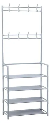 Garderobenständer mit Schuhregal, 8 Haken, 12 Paar Schuhe, 60x26x155 cm