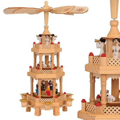 Produktbild von CASARIA Weihnachtspyramide aus Echtholz 3 Etagen