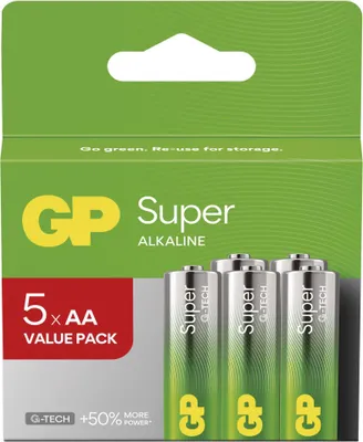 Alkalická baterie GP Super AA (LR6), 5 ks