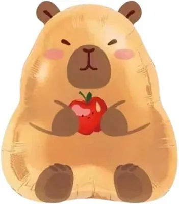 Obrázek produktu pro Fóliový balónek kapybara s jablkem, zvířata, narozeninová oslava, 50 cm