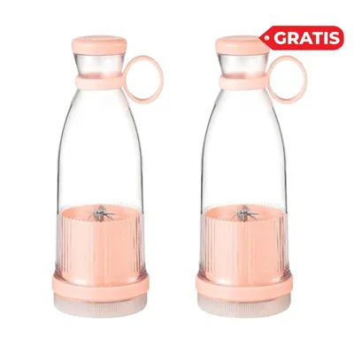 Obrázok produktu pre sada 2 fliaš na čerstvú šťavu s objemom 380 ml, USB stojanový mixér, 500 g prenosný mixér Smoothie Maker - JUCIFY Pink