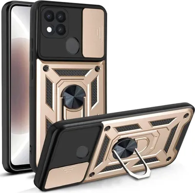 Produktbild von OPPO A15 Hülle mit 360° Drehbarer Magnetische Ring Ständer Halter Dia Kameraschutz TPU Bumper Silikon Schutzhülle für OPPO A15 Gold
