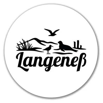 Produktbild von Huuraa Aufkleber Langeneß Strandmotiv 10cm rund Sticker Geschenkidee