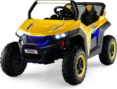 Produktbild von 12V 2 Sitzer Elektroauto für Kinder, Elektrofahrzeuge mit 2,4 Ghz Fernbedienung & Musik & Scheinwerfer & USB, ab 3 Jahren, bis zu 59 kg belastbar,Gelb