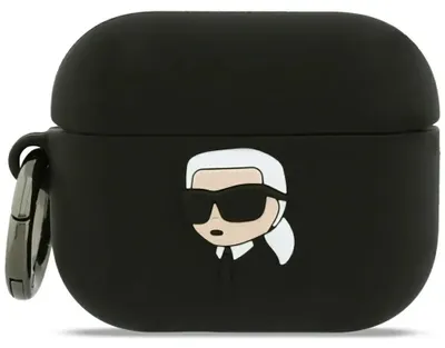Produktbild von Schutzhülle für AirPods Pro 3, Karl Lagerfeld Silicone Karl Head 3D, Schwarz