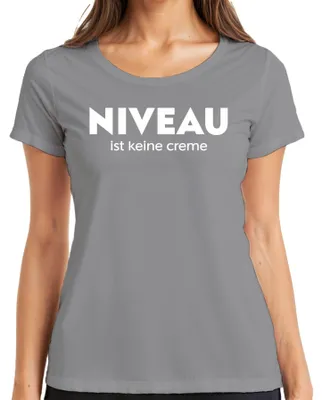 Produktbild von Niveau ist keine Creme Spruch Humor Sarkasmus Wortspiel Lustig Damen T-Shirt, Grau, L
