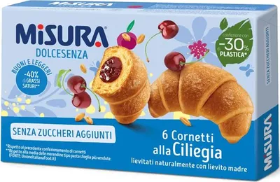 Produktbild von Misura Dolcesenza Cornetti alla Ciliegia Senza Zuccheri Aggiunti Croissant mit Kirschfüllung Ohne Zuckerzusatz 290g