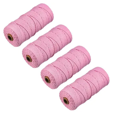 Productafbeelding van Makramee koord, 4 stuks, 3 mm x 100 meter, roze katoen