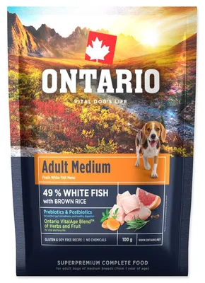 Productafbeelding van Vzorek Ontario Adult Medium Fish & Bruine Rijst, 0,1 kg