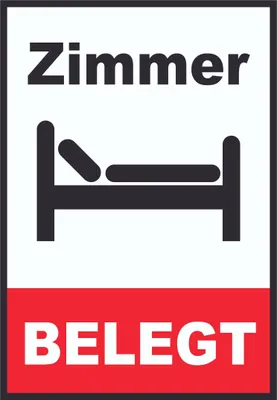Produktbild von Zimmer belegt Hochkant Schild A0 Rückseite selbstklebend