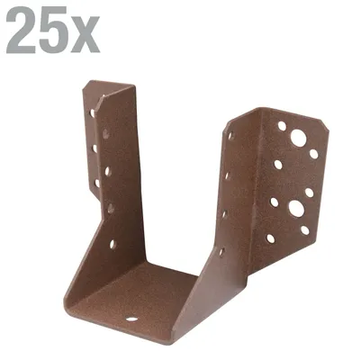 Obrázek produktu pro Alberts 822125 DURAVIS® podložka pod trám, typ A, rezavě hnědá s dvojitou povrchovou úpravou, vnitřní šířka 60 mm, výška 100 mm, sada 25 kusů