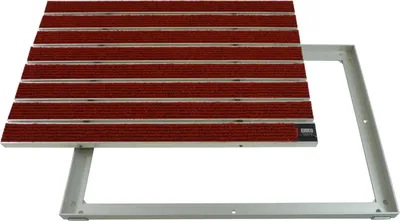 Produktbild von Emco Eingangsmatte DIPLOMAT + Rahmen 25mm Aluminium, Large Rips Rot,Größe:75x50cm