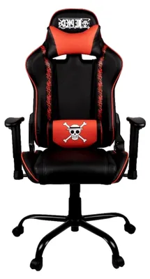 Produktbild von Gaming-Bürostuhl - Sitzneigung 150° - Polyurethan-Leder - Verstellbare Lenden- und Nackenkissen - Kopfstütze - Schwarz