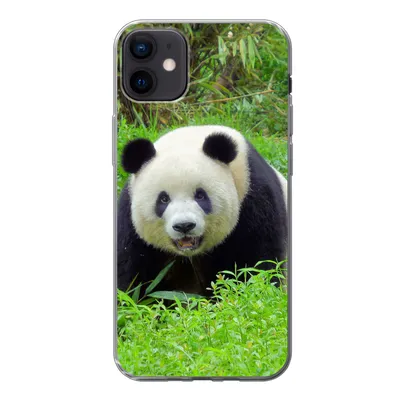 Produktbild von MuchoWow® Handyhülle Schutzhülle Hülle für iPhone 12 mini Panda - Gras - Tier Silikon Softcase Handy Hülle - Bild