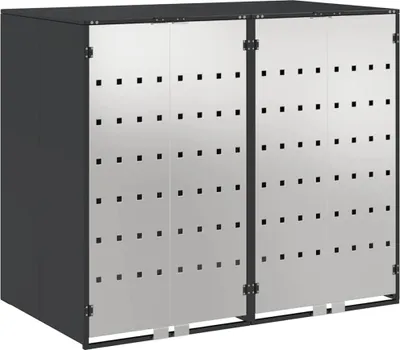 Produktbild von vidaXL Wagenmüllbehälter für 2 Behälter 136 x 77,5 x 115,5 cm Stahl