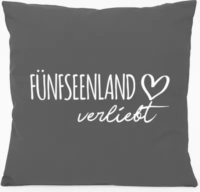 Produktbild von Huuraa Kissen Fünfseenland verliebt 40x40cm mit Füllung Steel Grey Baumwolle Dekokissen Geschenkidee