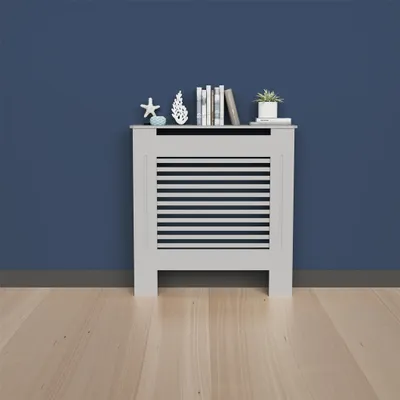 Produktbild von WISFOR Osłona grzejnika MDF, poziome paski, osłona grzejnika Osłona grzejnika, szara, S - 78x19x92cm