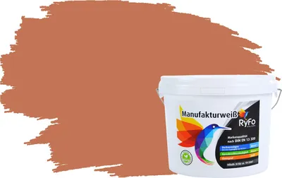 Produktbild von RyFo Colors Bunte Wandfarbe Manufakturweiß Terracotta 3l - weitere Orange Farbtöne und Größen erhältlich, Deckkraft Klasse 1, Nassabrieb Klasse 1