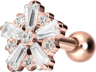 Produktbild von Ohrpiercing Titan Ohrpiercing mit Innengewinde SCHNEEFLOCKE RoséGold Stablänge: 8mm