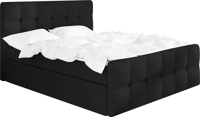 Produktbild von Boxspringbett ITA 140x200 mit 2 Bettkästen, Bonell-Matratze und Topper. Farbe: Schwarz.