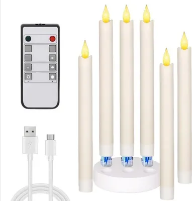 Immagine prodotto di INF Candele LED Ricaricabili con Telecomando, Set da 6, Bianco Caldo, per Decorazioni
