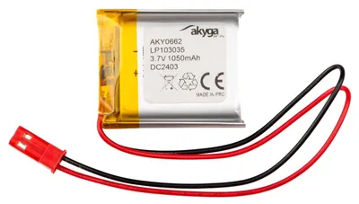 Obrázok produktu pre Akyga AKY0662, Batérie, Strieborná, Lithium-ion (Li-ion), 1050 mAh, 3,7 V, 30 mm