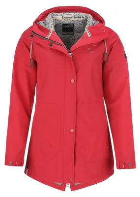 Produktbild von modAS Damen Softshell-Mantel Unifarben - Outdoor Softshell-Jacke Regenjacke mit Kapuze in Rot Größe 40