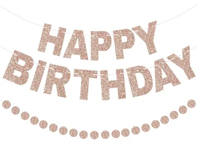 Produktbild von Girlande Happy Birthday Rosegold Glitzer 2er Set