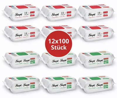 Produktbild von Sleepy Easy Clean Oberflächenreinigungstücher – 6x100 Kirsche + 6x100 White Soap | Streifenfrei sauber