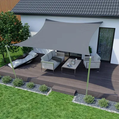 Produktbild von Sonnensegel 3x3m quadratisch anthrazit Polyester wasserabweisend UV-Schutz Balkon Terrasse Garten jarolift