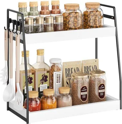 Produktbild von Famanu Holzregal 2-stufig mit Haken - Badezimmer und Küche