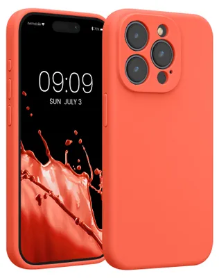 Produktbild von kwmobile Hülle kompatibel mit Apple iPhone 15 Pro - Hülle Silikon gummiert - Handyhülle - Handy Case in Leuchtende Koralle