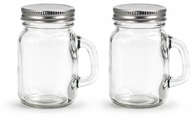Gewürzgläser 8cm mit Henkel und Deckel 120ml 2er Set klar