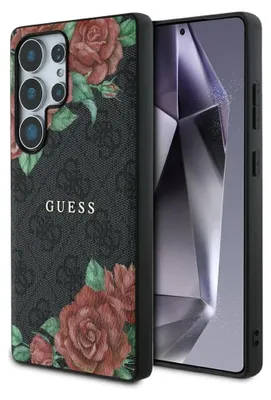 Immagine prodotto di Etui Guess Pelle 4G Fiori Stampa Metallo Classico Logo Magsafe Samsung Galaxy S25 Ultra Czarny