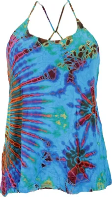 Produktbild von Batik Hippie Top - Türkis, Damen, Elasthan,Viskose, Tops & T-Shirts