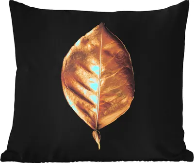 Produktbild von MuchoWow® Outdoor Kissen - Blätter - Chic - Gold - Pflanzen - Schwarz - 45x45 cm - Wetterfest - Lounge Kissen - Fotokissen - Dekoratives Kissen